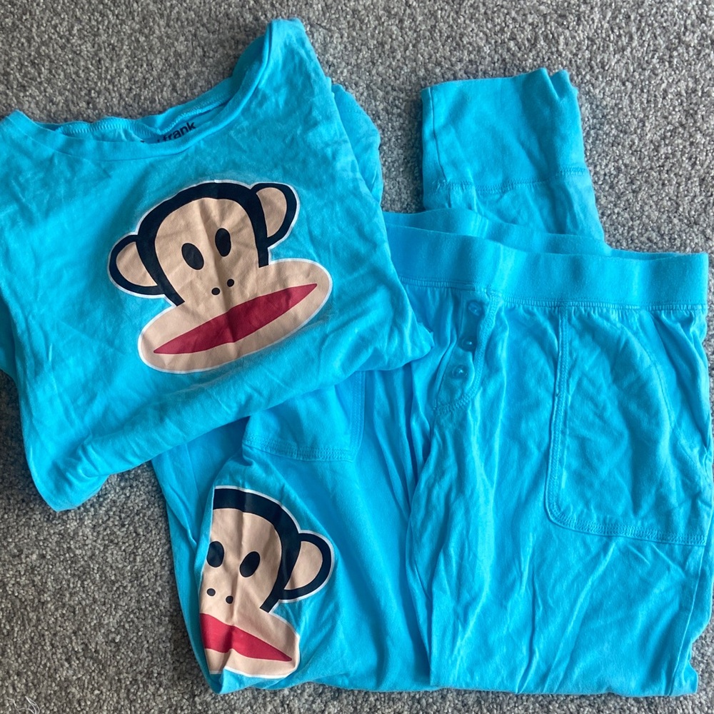 Paul Frank Bright Turquoise Kids Pajama Set with Monkey Graphic